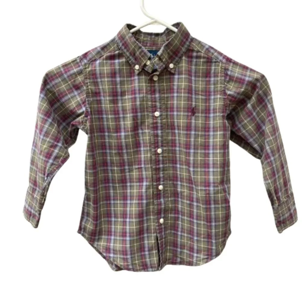 Ralph Lauren Toddler Boy's Button Down Oxford Plaid Shirt, Special Events, sz 3T